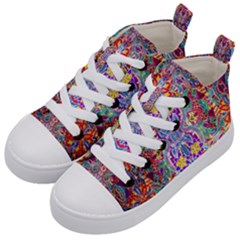 Red Purple Sparkle Floral Kid s Mid-top Canvas Sneakers by bloomingvinedesign