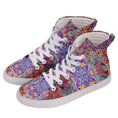 Red Purple Sparkle Floral Men s Hi-top Skate Sneakers by bloomingvinedesign