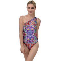 Red Purple Sparkle Floral To One Side Swimsuit by bloomingvinedesign