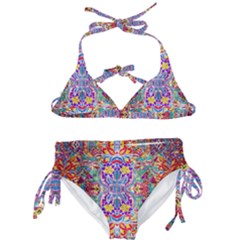 Red Purple Sparkle Floral Kids  Classic Bikini Set