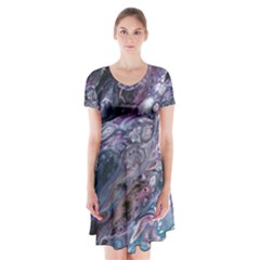 Planetary Short Sleeve V-neck Flare Dress by ArtByAng