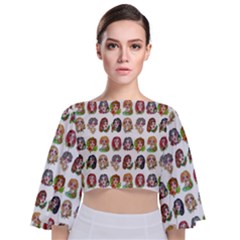 All The Petty Ladies Tie Back Butterfly Sleeve Chiffon Top by ArtByAng