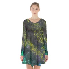 Deep In The Reef Long Sleeve Velvet V-neck Dress by ArtByAng