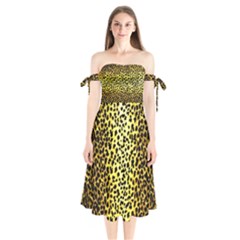 Leopard 1 Shoulder Tie Bardot Midi Dress by dressshop