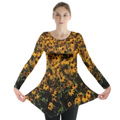 Field Of Yellow Flowers Long Sleeve Tunic  by bloomingvinedesign