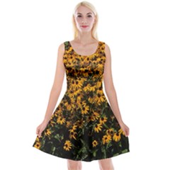 Field Of Yellow Flowers Reversible Velvet Sleeveless Dress by bloomingvinedesign