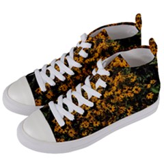 Field Of Yellow Flowers Women s Mid-top Canvas Sneakers by bloomingvinedesign