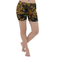 Field Of Yellow Flowers Lightweight Velour Yoga Shorts by bloomingvinedesign