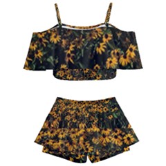 Field Of Yellow Flowers Kids  Off Shoulder Skirt Bikini by bloomingvinedesign