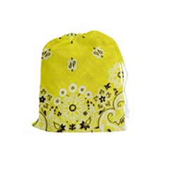 Grunge Yellow Bandana Drawstring Pouch (large) by dressshop