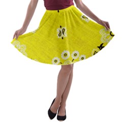 Grunge Yellow Bandana A-line Skater Skirt by dressshop