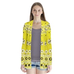 Grunge Yellow Bandana Drape Collar Cardigan by dressshop