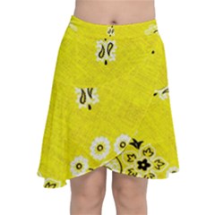 Grunge Yellow Bandana Chiffon Wrap Front Skirt by dressshop