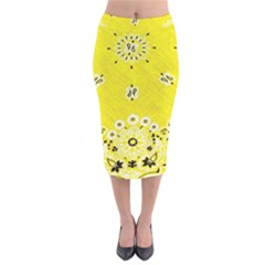 Grunge Yellow Bandana Velvet Midi Pencil Skirt by dressshop