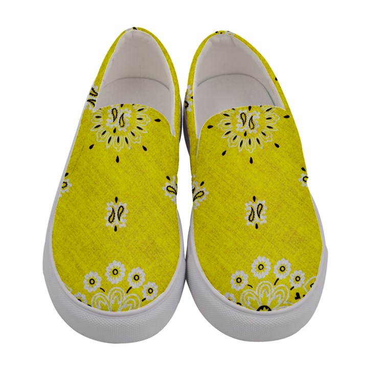 Grunge Yellow Bandana Women s Canvas Slip Ons