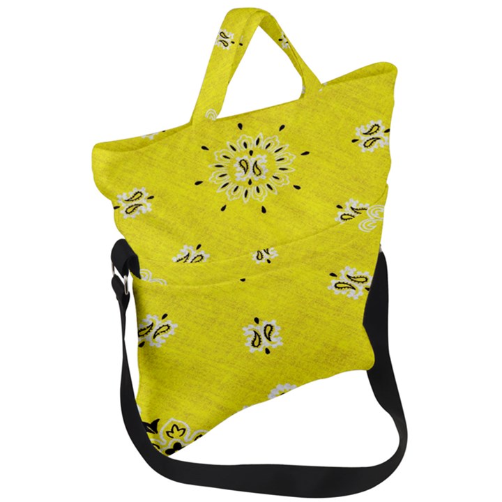 Grunge Yellow Bandana Fold Over Handle Tote Bag