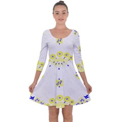 Faded Yellow Bandana Quarter Sleeve Skater Dress by dressshop