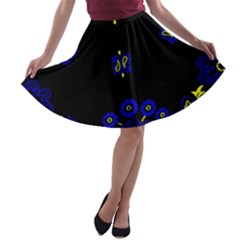 Blue Yellow Bandana A-line Skater Skirt by dressshop