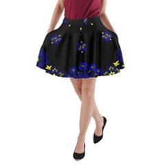 Blue Yellow Bandana A-line Pocket Skirt by dressshop