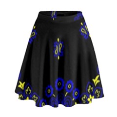 Blue Yellow Bandana High Waist Skirt by dressshop