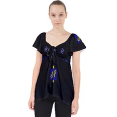 Blue Yellow Bandana Lace Front Dolly Top by dressshop