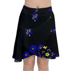 Blue Yellow Bandana Chiffon Wrap Front Skirt by dressshop