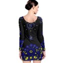 Blue Yellow Bandana Long Sleeve Velvet Bodycon Dress View2