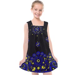 Blue Yellow Bandana Kids  Cross Back Dress