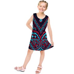 Blue And Red Bandana Kids  Tunic Dress