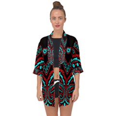 Blue And Red Bandana Open Front Chiffon Kimono