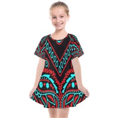 Blue And Red Bandana Kids  Smock Dress by dressshop