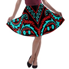 Blue And Red Bandana A-line Skater Skirt by dressshop