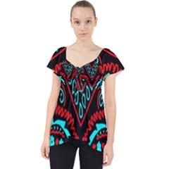 Blue And Red Bandana Lace Front Dolly Top