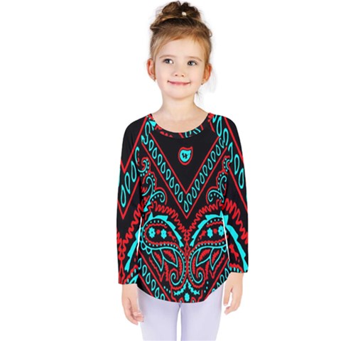 Blue And Red Bandana Kids  Long Sleeve Tee by dressshop