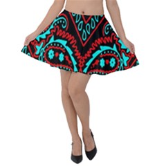 Blue And Red Bandana Velvet Skater Skirt