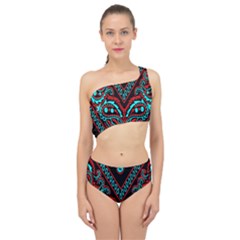 Blue And Red Bandana Spliced Up Two Piece Swimsuit