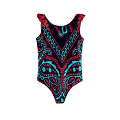 Blue And Red Bandana Kids  Frill Swimsuit