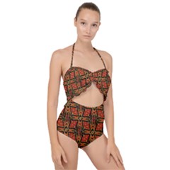 Geometric Doodle 2 Scallop Top Cut Out Swimsuit by dressshop