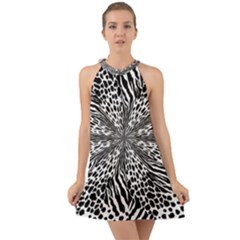 Animal Print 1 Halter Tie Back Chiffon Dress