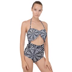 Animal Print 1 Scallop Top Cut Out Swimsuit