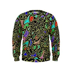 Swirl Retro Abstract Doodle Kids  Sweatshirt by dressshop