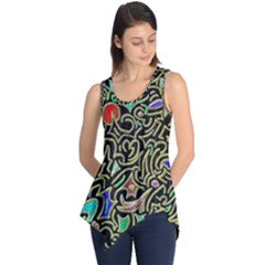 Swirl Retro Abstract Doodle Sleeveless Tunic by dressshop