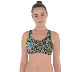 Swirl Retro Abstract Doodle Cross String Back Sports Bra by dressshop