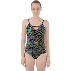 Swirl Retro Abstract Doodle Cut Out Top Tankini Set by dressshop