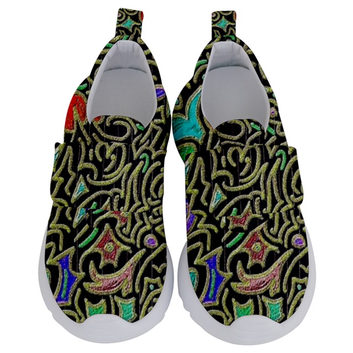 Swirl Retro Abstract Doodle Velcro Strap Shoes