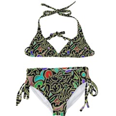 Swirl Retro Abstract Doodle Kids  Classic Bikini Set by dressshop