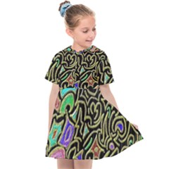 Swirl Retro Abstract Doodle Kids  Sailor Dress by dressshop