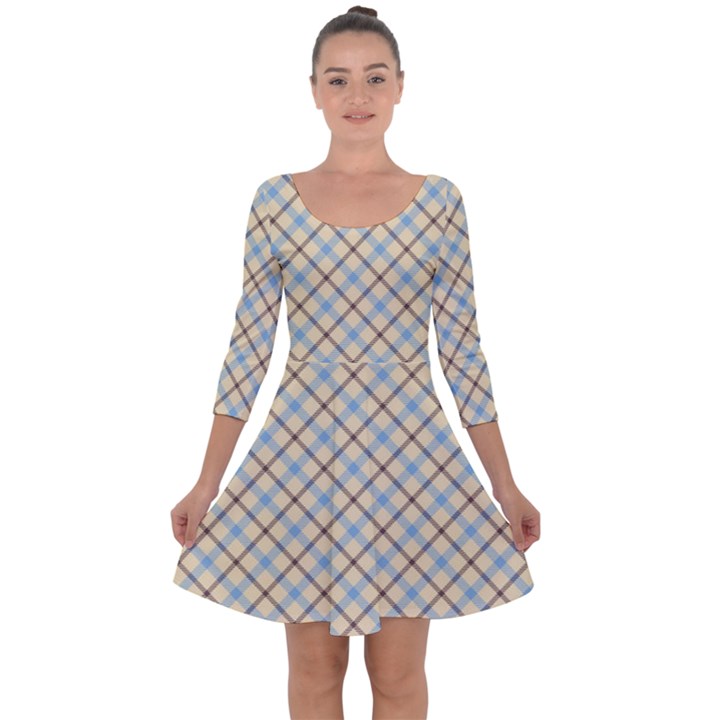 Plaid 2  Quarter Sleeve Skater Dress