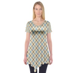 Plaid 2 Short Sleeve Tunic  by dressshop