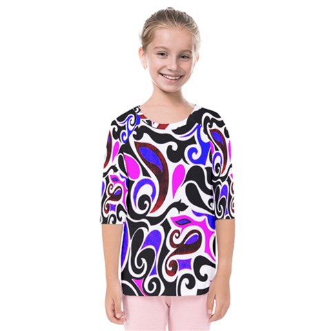 Retro Swirl Abstract Kids  Quarter Sleeve Raglan Tee by dressshop